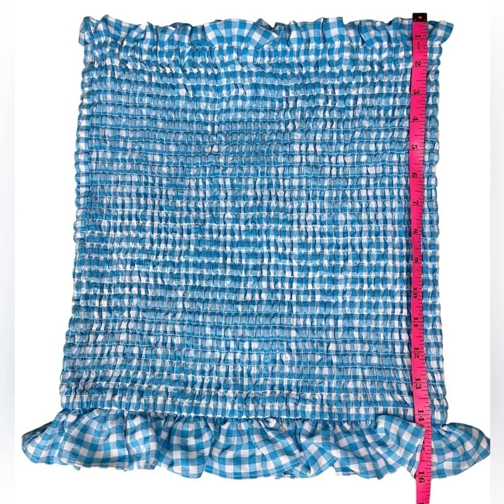 BCBGeneration Smocked Top & Pull on Mini Skirt in Blue Gingham Size M - Picture 7 of 10